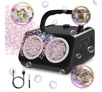 Máquina de Burbujas Infantil automática, Burbujas de más de 20000 Minutos, Juguetes para Hacer Burbujas con 26 Agujeros/iluminación / 120ml de soluciones de Burbujas. Los Regalos para Las Fiestas