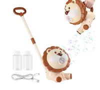 Máquina De Burbujas Para Niños - 14.33 X 6.54 Pulgadas, Cortadora De Césped De , Cortacésped De Césped, De Playa Automático De Soplado En Forma De León, Soplador De Burbujas Recargable