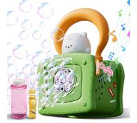 Máquina de burbujas, soplador de burbujas automático portátil con luces y música para niños pequeños, para interiores y exteriores, bodas, fiestas, regalos de cumpleaños, jardín, baño, mezcla de