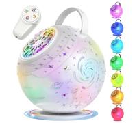 Máquina de burbujas - Soplador de burbujas completamente automático de ABS Rainbow Galaxy de 15,5x15,5x17 cm | Juegos de rotación automática de 360 grados recargables de 10 agujeros con luz para bodas
