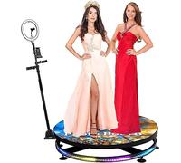 Máquina de Cabina de Fotos 360, cámara giratoria y Cabina de Selfie de Video, Plataforma giratoria automática con Anillo de luz for Que Las Personas se paren, Fiestas, Bodas, Fiestas de cumpleaños (C