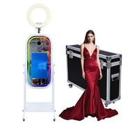 Máquina de cabina de fotos con espejo mágico con anillo de luz, pantalla táctil de 21.5 pulgadas, funda de vuelo de cabina de fotos, control de aplicación, luz RGB para eventos de fiesta de boda