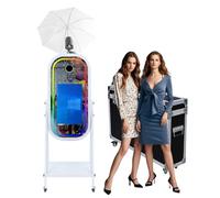 Máquina de cabina de fotos con espejo mágico con paraguas de luz suave, pantalla táctil de 21.5 pulgadas, funda de vuelo de cabina de fotos, control de aplicación, luz RGB para eventos de fiesta de