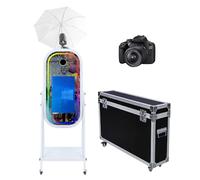 Máquina de cabina de fotos con espejo mágico con paraguas de luz suave, pantalla táctil de 21.5 pulgadas, funda de vuelo para cabina de fotos, control de aplicación, luz RGB para eventos de fiesta de