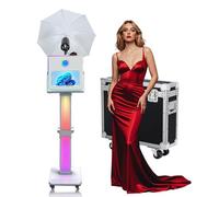Máquina de cabina de fotos de 15.6 pulgadas con paraguas de luz suave, cabina de fotos portátil para selfie, cabina de fotos de espejo con funda de vuelo para eventos de fiesta de boda (máquina de