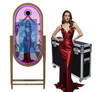 Máquina de cabina de fotos de espejo mágico de 60 pulgadas con pantalla táctil de 32 pulgadas, soporte de carcasa para selfies con marco RGB y funda de vuelo para eventos, alquiler de bodas, fiestas
