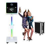 Máquina de cabina de fotos DSLR de 15.6 pulgadas con pantalla táctil portátil con funda de vuelo, cabina de fotos con espejo con luz RGB para eventos de fiesta de boda (máquina de fotomatón)
