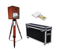 Máquina de cabina de fotos DSLR portátil de 15.6 pulgadas con pantalla táctil, espejo mágico tiene un mini PC integrado (i5 8G + 256G SSD) con estuche de vuelo para eventos de fiesta (máquina + mini