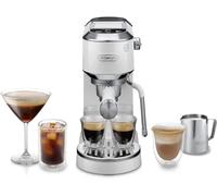 De’Longhi Dedica Duo - Perfetto Cafetera Espresso Manual Compacta con Espumador de Leche Manual, para Espresso, Cappuccino y Cold Brew, Iconos Táctiles en Color, Ancho 15 cm, Blanco (EC890.WI)