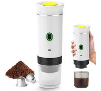 Máquina de café multicápsulas, 3 en 1 cafetera expreso, 4 a 6 minutos de auto-elevación, cápsulas pequeñas, grandes cápsulas, café molido, cafetería portátil para oficina, hogar, coche (blanco)