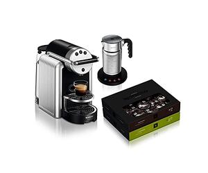 Máquina de café Nespresso Professional Zenius automática con Aeroccino4 (espumador de leche) y 100 cápsulas de café, ideal para oficinas pequeñas - Plata
