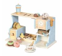 Máquina de café para niños de madera, juguete de imitación premium con molino de granos clic, taza de leche y accesorios, juego educativo Montessori para pequeño chef - regalo de cumpleaños de 3 años