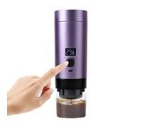 Máquina de café portátil recargable 3 en 1 Grind & Brew Espresso Maker | Morado, con 20 bares de presión de extracción, tamaño de lijado cónico ajustable, recargable e impermeable para trabajo en