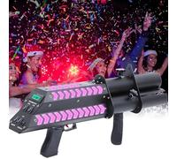 Máquina de cañón de confeti Cañón de confeti eléctrico, pistola rociadora de confeti de mano de 3 disparos, con luz LED, para eventos especiales, fiestas, clubes, bodas, conciertos.