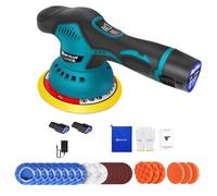 Máquina de cera con batería de 5,8 pulgadas, pulidora de doble acción con 2800-5500 RPM, excéntrica de 12 mm, 2 baterías de 2,0 Ah, pulidora inalámbrica