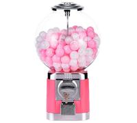 Máquina de Chicles y Expendedora de Cápsulas 32 mm - Dispensador de Dulces con Cerradura, Máquina de Premios de Gran Capacidad para Pelotas Saltarinas y Dulces, para Tiendas Salas de Juegos y Co Pink