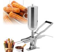 Máquina de Churros Manual Comercial, Máquina Churrera Española de Acero Inoxidable con 5 Moldes, Máquina de Frutas Latina de 2L, Máquina de Donas de Frutas Latina, Máquina de Relleno
