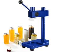 Máquina de cierre de vasos de aleación de aluminio, máquina selladora manual de latas con base fija, capacidad de sellado de 250/330/400/500/700 ml, para sellar botellas de mascotas, color azul