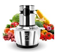 Máquina de cocina, picadora eléctrica de 2L/3 velocidades, con pulsador, 160 W/4900 rpm, tazón de acero inoxidable 304 velocidad, picadora de carne para picar nueces, carne, especias, frutas y