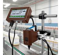 Máquina de codificación por inyección de tinta, impresora automática por lotes con cabezal de impresión giratorio de 360°, pantalla táctil de 4.3 pulgadas, tinta de secado rápido para texto, código de