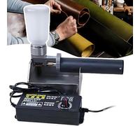 Máquina de colorear de mano para bordes de cuero, aplicador de tinte con cubo de 50 ml, 2 rodillos de latón, velocidad ajustable, volumen de aceite, aplicación uniforme para tela y lienzo