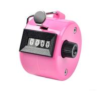 Máquina de conteo manual para control de multitudes, contador mecánico de 4 dígitos, contador de personas manual portátil en amarillo y blanco para escuelas, festivales, eventos deportivos (rosa)