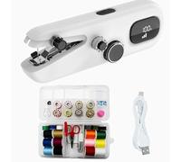 Máquina de coser a mano, mini máquina de coser digital para principiantes, grapadora portátil con batería de doble velocidad, recargable por USB, para reparación de tejidos
