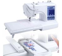 Máquina de coser automática máquina de bordar eléctrica con 158 diseños integrados, 210 letras, 30 bordes de patrón, área de bordado de 4 x 9.2, pantalla táctil LCD