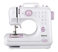 Máquina de coser con pedal, 12 puntadas, manual breve, manual en 5 idiomas, pequeña máquina de coser para principiantes y niños, MEGLE FHSM-505