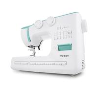 Máquina de coser de brazo libre MEDION SM60 (60 vatios, 60 puntadas diferentes con ojales, luz de costura LED, enhebrador automático, botón de marcha atrás, cortador de hilo, MD10689)