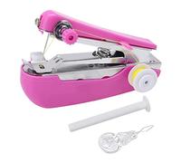 Máquina de coser de mano, mini máquina de coser manual portátil, color morado, peso ligero, máquina de coser portátil de mano para uso en viajes en el hogar, artículos esenciales para la familia