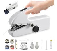 Máquina de coser eléctrica portátil, mini máquina de coser para principiantes, máquina de coser inalámbrica a mano, juego de costura para ropa, tejidos, máquina de coser con un solo clic