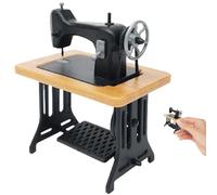 Máquina de Coser en Miniatura Máquina de Coser de Juguete a Escala 1:24 Muebles de casa de muñecas Vintage realistas Decoración de la habitación de Mesa para niños pequeños Amarillo