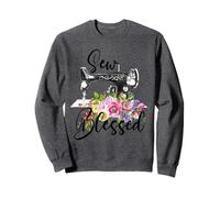 Máquina de coser floral retro para coser a los amantes del acolchado bendecidos Sudadera