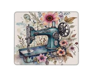Máquina De Coser Francesa Antigua Y Arte Floral Mouse Pad Bordes Cosidos Mousepad Portátil Alfombrilla De Ratón para Gaming Pc Ordenador 25X30Cm