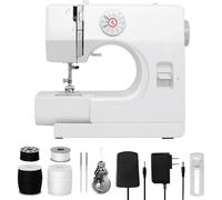 Máquina de coser multifunción, 12 patrones de puntada, función de costura inversa, ajuste de doble velocidad, con iluminación LED, adecuada para una variedad de telas y prendas