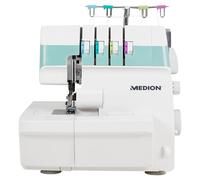 Máquina de coser overlock de MEDION (eléctrica, 90 W, luz led, corte con una pasada, numerosos accesorios, MD19169)