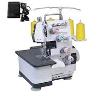 Máquina de coser overlock, máquina overlock industrial de alta resistencia con estructura metálica y capacidad para 3-4 hilos, luz LED y patas de succión fuertes, 1300 puntadas/min