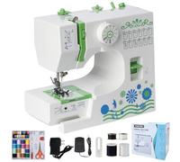 Máquina de Coser Portátil, 12 Puntadas Máquina Coser Pequeña para Principiantes y Niños, Fácil Uso con Luz LED, Mini Costura Electrica para Jeans, Sewing Machine con Pedal y Hilo Kit Verde