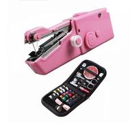 Máquina De Coser Portátil, Minimáquina De Coser Eléctrica Rápida for Bricolaje, Telas, Ropa, Hogar, Viajes, Máquinas De Coser Pequeñas for Principiantes, Kit De Pistola De Costura Rápida(Pink Style B)