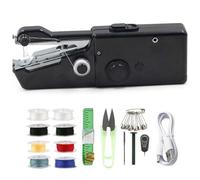 Máquina De Coser Portátil, Minimáquina De Coser Eléctrica Rápida for Bricolaje, Telas, Ropa, Hogar, Viajes, Máquinas De Coser Pequeñas for Principiantes, Kit De Pistola De Costura Rápida(Black Style D