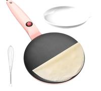 Máquina de crepes instantánea, máquina de tortitas eléctrica Crepe con | Placa de cocción antiadherente, máquina para crepes eficiente, preriscaldam rosa
