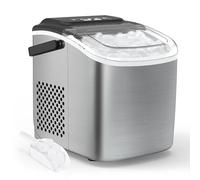 Máquina de cubitos de hielo pequeña de 1,2 litros, minimáquina de cubitos de hielo con función de, ventana de visualización, advertencia de escasez de agua, alarma con hielo (Silver)