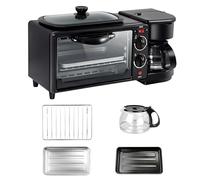 Máquina de Desayuno Multifunción, Fabricante de Desayuno 3 en 1 con Olla de Cocción 1.2L y el Área de Hornear 9L Incluyen Cafetera y Horno Tostador de 4 Lídesas Para Cocina de Apartamentos