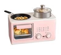 Máquina de desayuno versátil, 4 en 1, con olla eléctrica de 1 l, horno doméstico pequeño, área de horneado de gran capacidad y estación de cocina con temporizador para apartamentos y cocinas pequeña