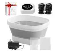 Máquina de desintoxicación de baño iónico para pies, spa iónico para eliminar toxinas con 2 matrices, 80 revestimientos desechables para baño de pies, sal marina de desintoxicación, bañera plegable