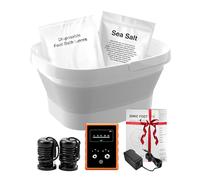 Máquina de desintoxicación iónica para baño de pies, bañera de baño de pies con 2 matrices, 80 revestimientos desechables para spa, sal marina, cubo plegable de spa para pies, bañera de remojo de pies
