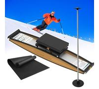 Máquina de ejercicio de esquí, entrenamiento cruzado para interiores, carga de 150 kg, herramienta de entrenamiento de fuerza y equilibrio con bastón y alfombrilla de suelo, material de madera de