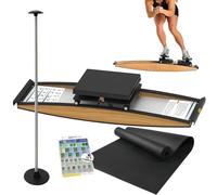 Máquina de ejercicio de esquí, entrenamiento de esquí para interiores, carga de 150 kg, herramienta de entrenamiento de fuerza y equilibrio con bastón y alfombrilla para una experiencia de esquí