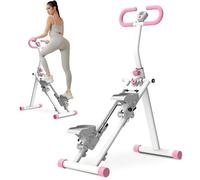 Máquina de Ejercicios con Escalera, Escalador Vertical Plegable, Equipo de Ejercicios cardiovasculares con manillares Ajustables y Pantalla LCD para Entrenamiento de Cuerpo Completo